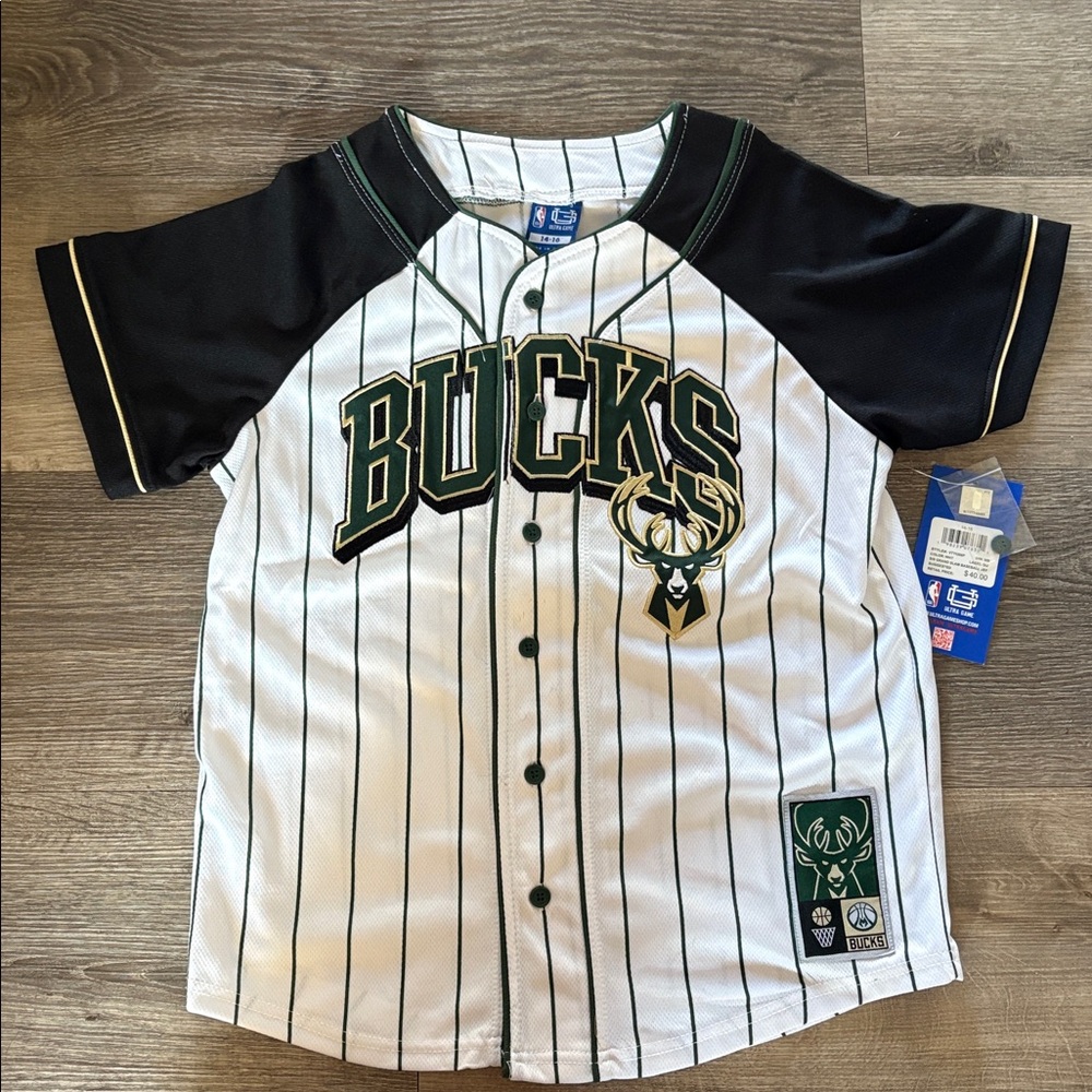 NBA Bucks Black and White Button-Up Jersey - NWT - Size 14/16